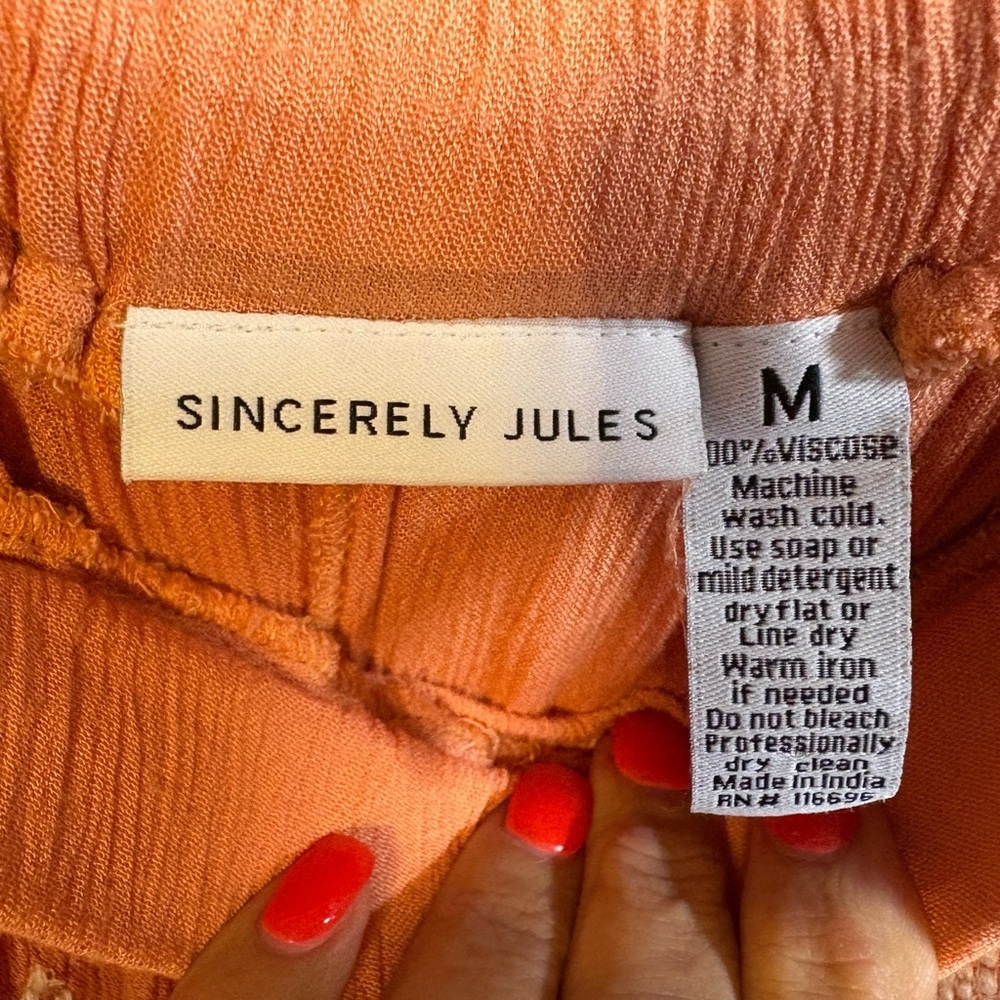 Beautiful Sincerely Jules Women’s Orange Jumpsuit w/ Embroidery Medium